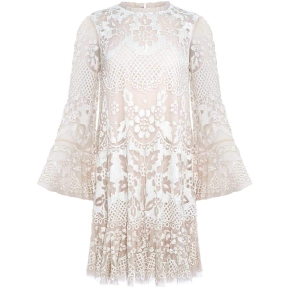 Needle & Thread Snowdrop Mini Dress - Beige - Picture 3 of 8